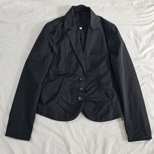 Armani Collezioni Black 2 Pocket Blazer Style Waterproof Coat w/Button Closure.6